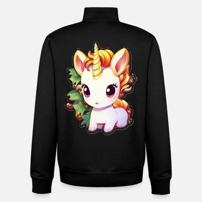 Einhorn im Festwald mit Mistel - Unisex Organic Zip Sweatshirt von Stanley/Stella - Schwarz