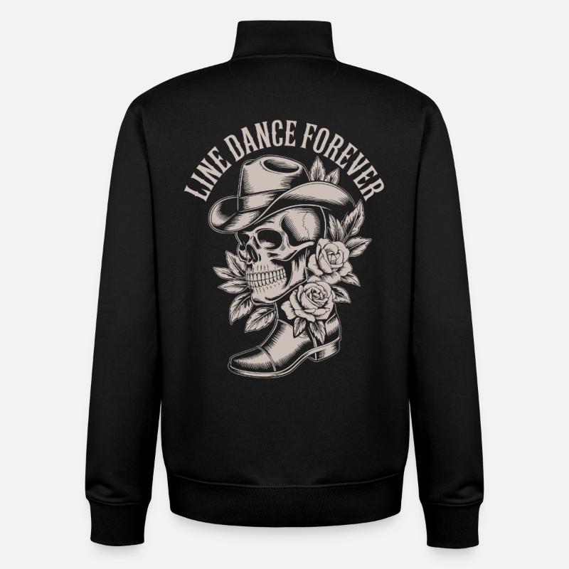 Line Dance Skull with Hat Roses - Unisex Organic Zip Sweatshirt by Stanley/Stella - black