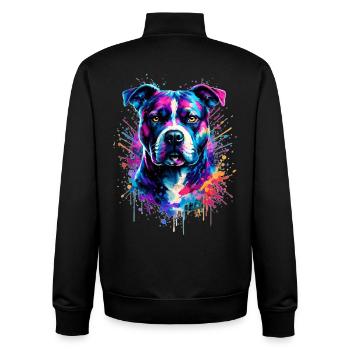 Terrier américain Staffordshire - Sweat zippé unisexe en coton bio Stanley/Stella - noir - Dos - AI Model Male 185 light (185cm)