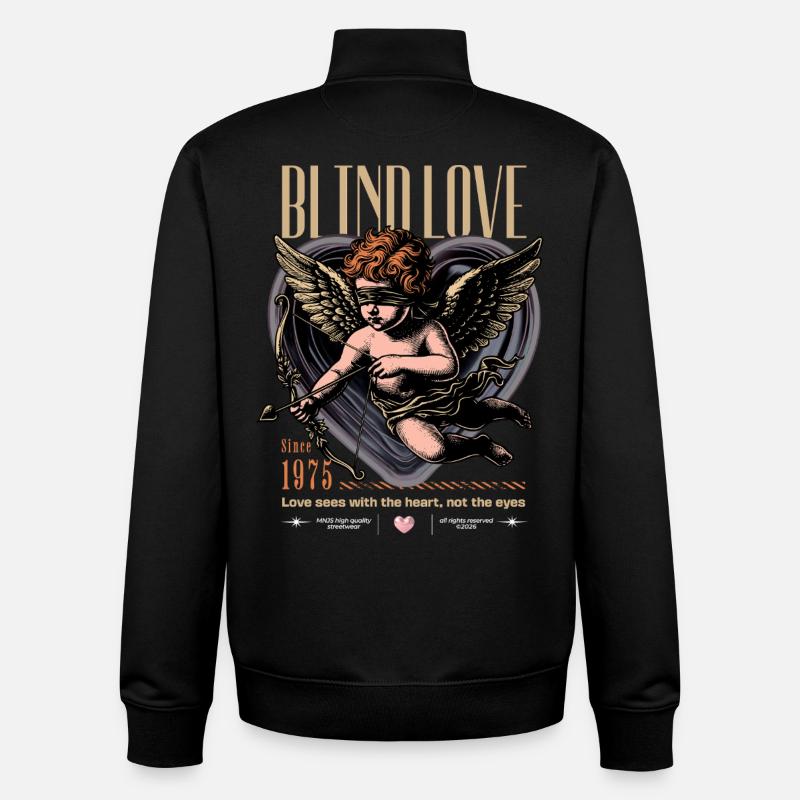 Blind Love 1975 Retro Cupid - Unisex Organic Zip Sweatshirt by Stanley/Stella - black