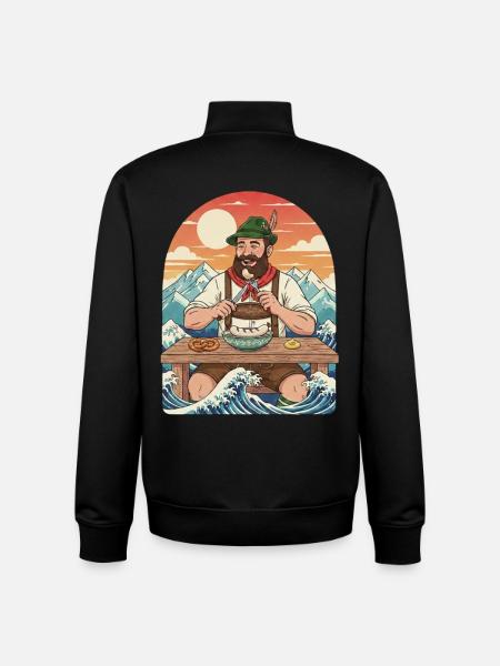 Weißwurst Alpen Kawaii Anime - Unisex Organic Zip Sweatshirt by Stanley/Stella - black