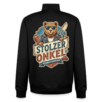 Stolzer Onkel Bär – Freizeitheld - Unisex Organic Zip Sweatshirt von Stanley/Stella - Schwarz - Hinten - AI Model Male 185 light (185cm)