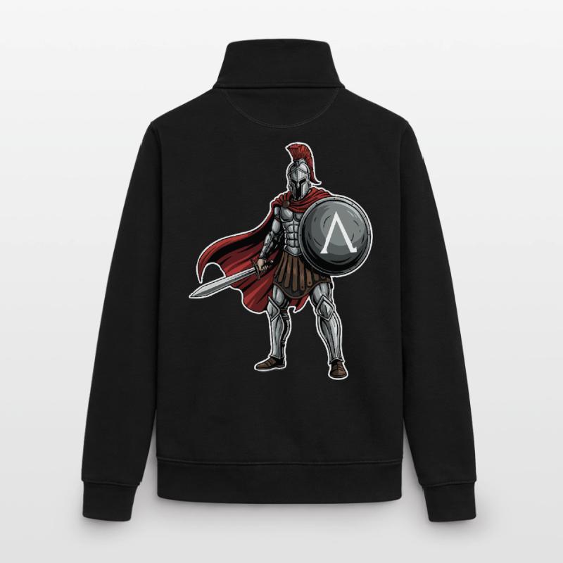 Hoplite Spartiate Lambda Bouclier Épée Mascotte Sweat zippé unisexe en coton bio Stanley/Stella