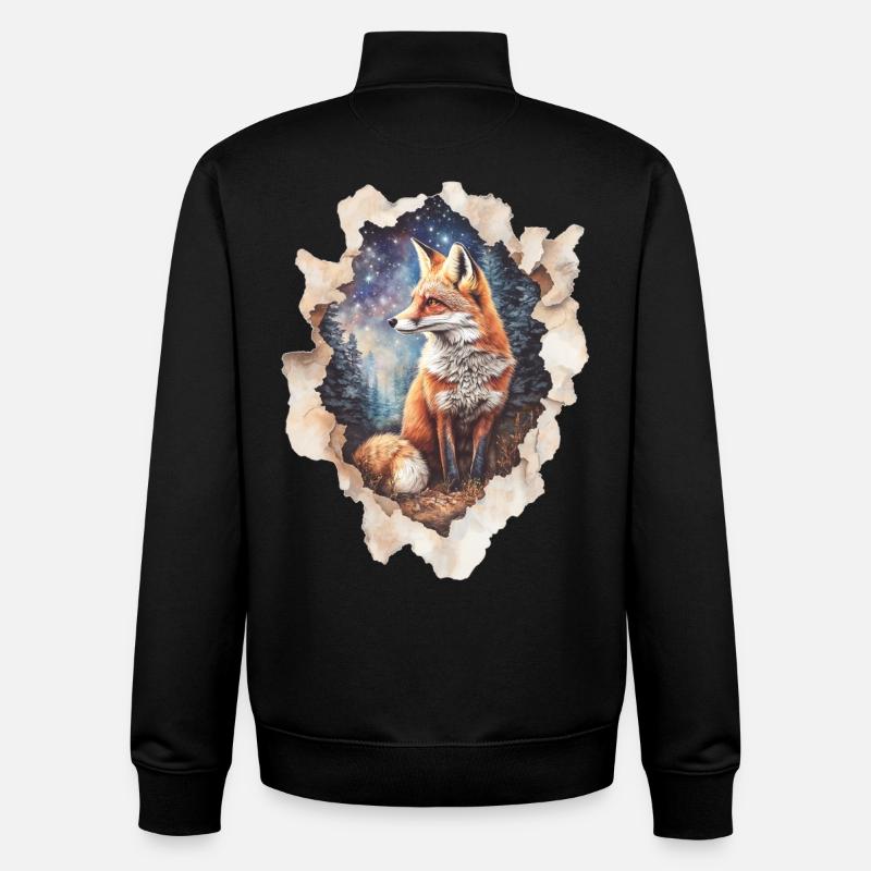 Fox Starry Sky - Unisex Organic Zip Sweatshirt by Stanley/Stella - black