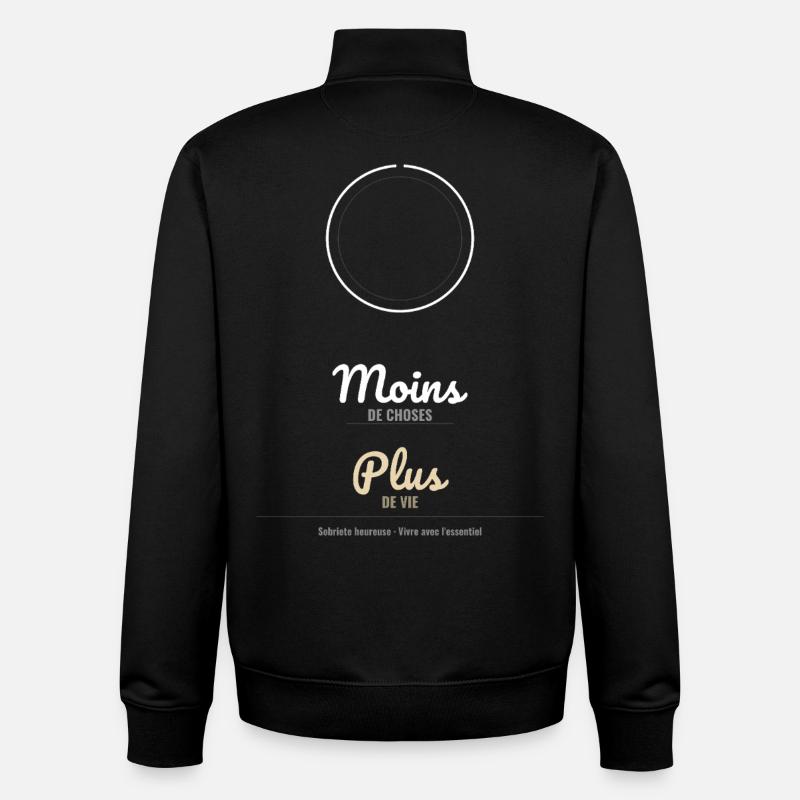Plus De Vie - Sweat zippé unisexe en coton bio Stanley/Stella - noir