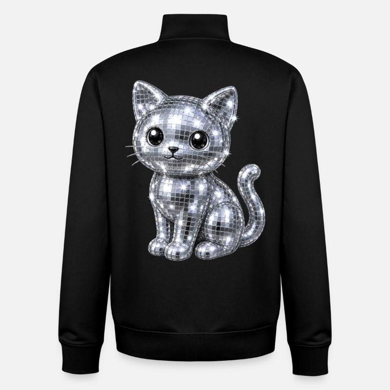 Katze Disco Glitzer - Unisex Organic Zip Sweatshirt von Stanley/Stella - Schwarz