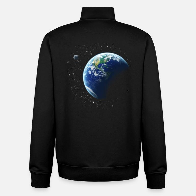 planète Terre - Sweat zippé unisexe en coton bio Stanley/Stella - noir