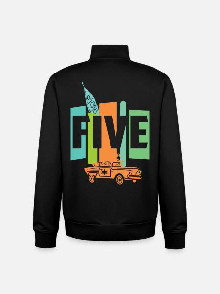 Five years old - Unisex Organic Zip Sweatshirt by Stanley/Stella - black