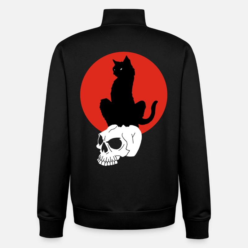 Black Cat and Red Sun - Unisex Organic Zip Sweatshirt by Stanley/Stella - black