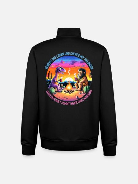 Dinosaur and lion camping - Unisex Organic Zip Sweatshirt by Stanley/Stella - black