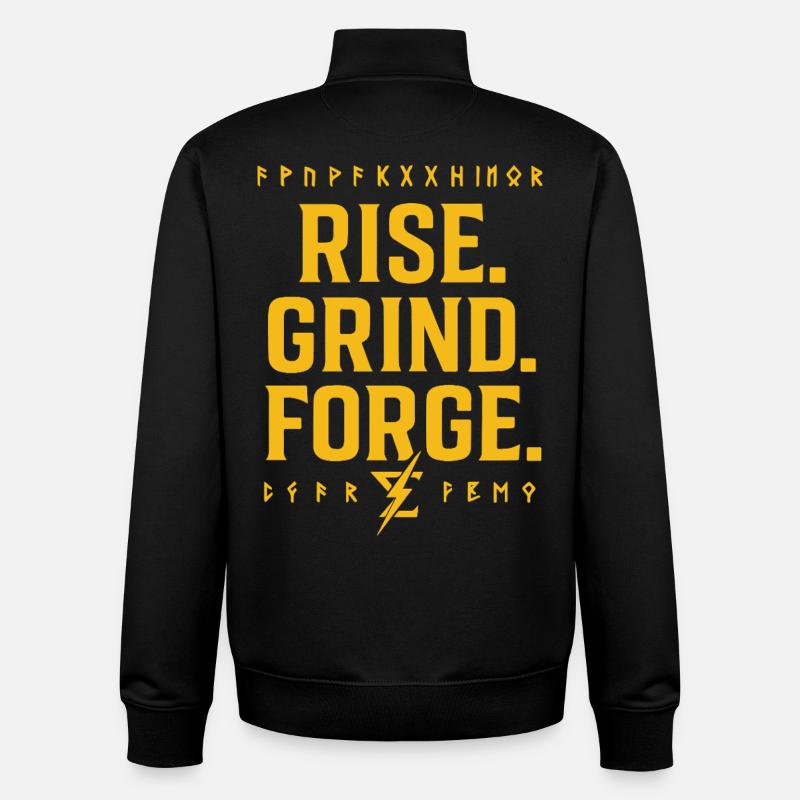 Rise Grind Forge – Motivation T-Shirt - Unisex Organic Zip Sweatshirt von Stanley/Stella - Schwarz