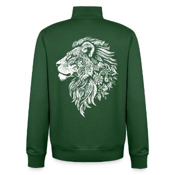 Tête de lion puissante avec une dynamique florale - Sweat zippé unisexe en coton bio Stanley/Stella - vert bouteille - Dos - AI Model Male 185 dark (185cm)