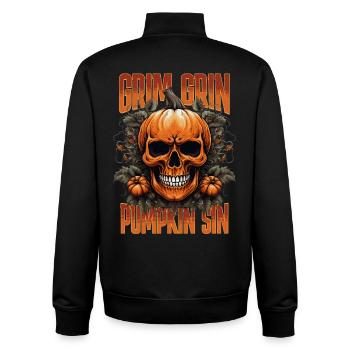 Horreur - Grim Grin Pumpkin Sin - Sweat zippé unisexe en coton bio Stanley/Stella - noir - Dos - AI Model Male 185 light (185cm)