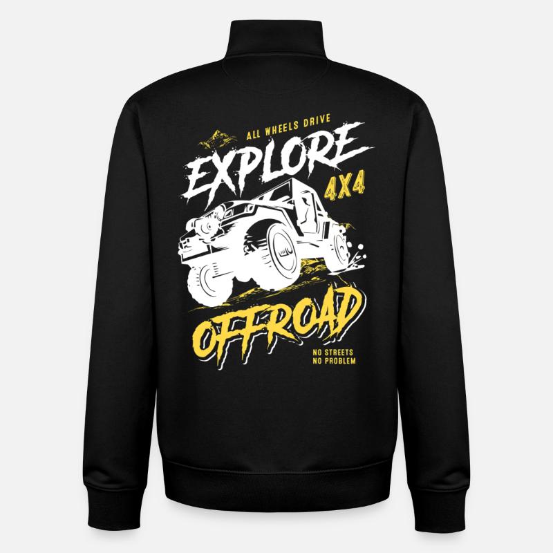 Aventure Tout-terrain Véhicule tout-terrain 4x4 - Sweat zippé unisexe en coton bio Stanley/Stella - noir