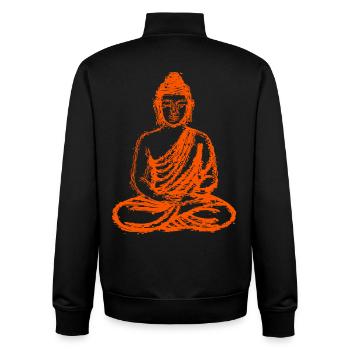 Buddha – Neon Glitch Spiritual Art - Unisex Organic Zip Sweatshirt by Stanley/Stella - black - Back - AI Model Male 185 light (185cm)