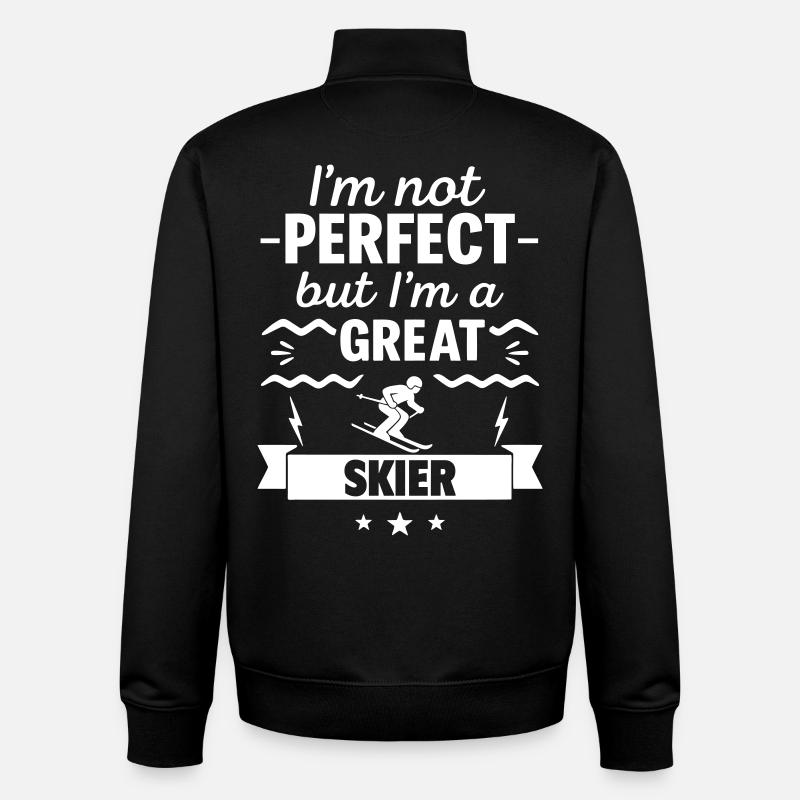Ich bin nicht perfekt, aber ich bin ein großartiger Skifahrer - Unisex Organic Zip Sweatshirt von Stanley/Stella - Schwarz
