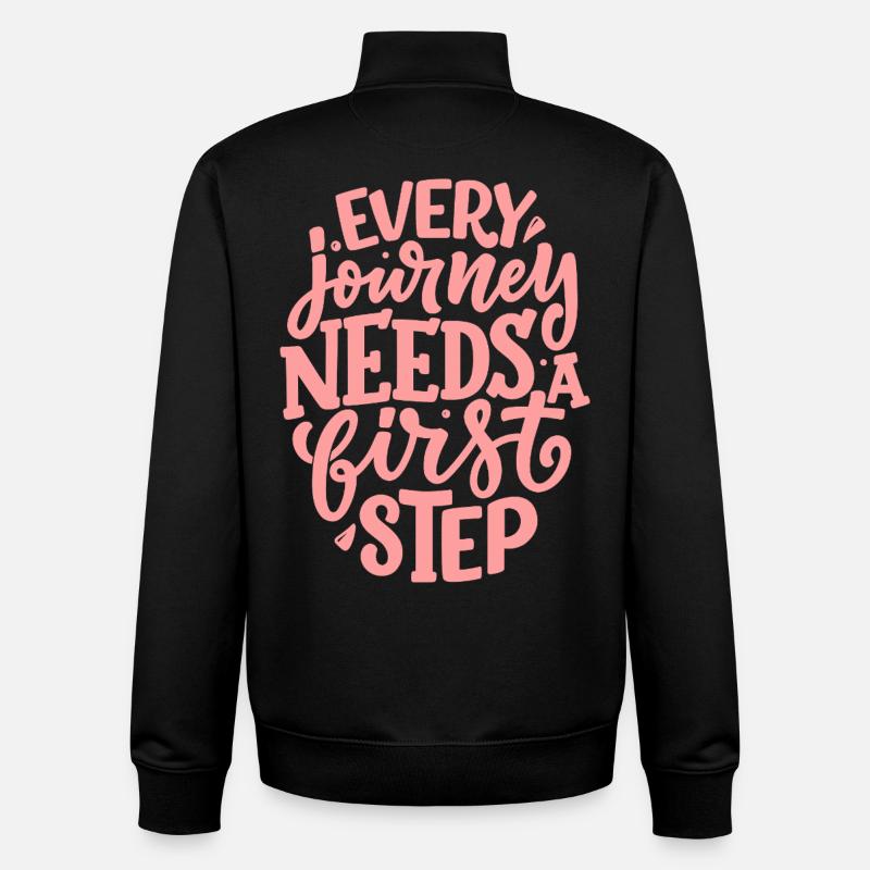 Every Journey Needs A First Step - Unisex Organic Zip Sweatshirt by Stanley/Stella - black