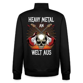 Heavy Metal sur - Welt aus - Sweat zippé unisexe en coton bio Stanley/Stella - noir - Dos - AI Model Male 185 light (185cm)