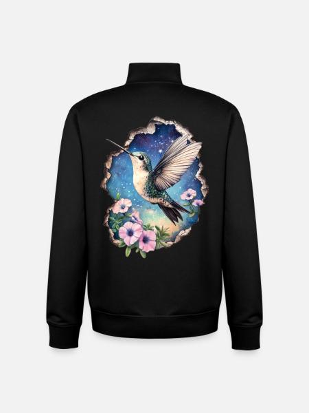 Kolibri mit Blüten - Unisex Organic Zip Sweatshirt von Stanley/Stella - Schwarz