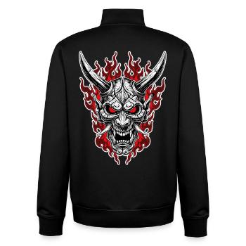 Oni-Maske Höllenporträt Rot Schwarz - Unisex Organic Zip Sweatshirt von Stanley/Stella - Schwarz - Hinten - AI Model Male 185 light (185cm)