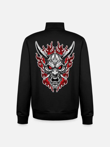 Oni-Maske Höllenporträt Rot Schwarz - Unisex Organic Zip Sweatshirt von Stanley/Stella - Schwarz