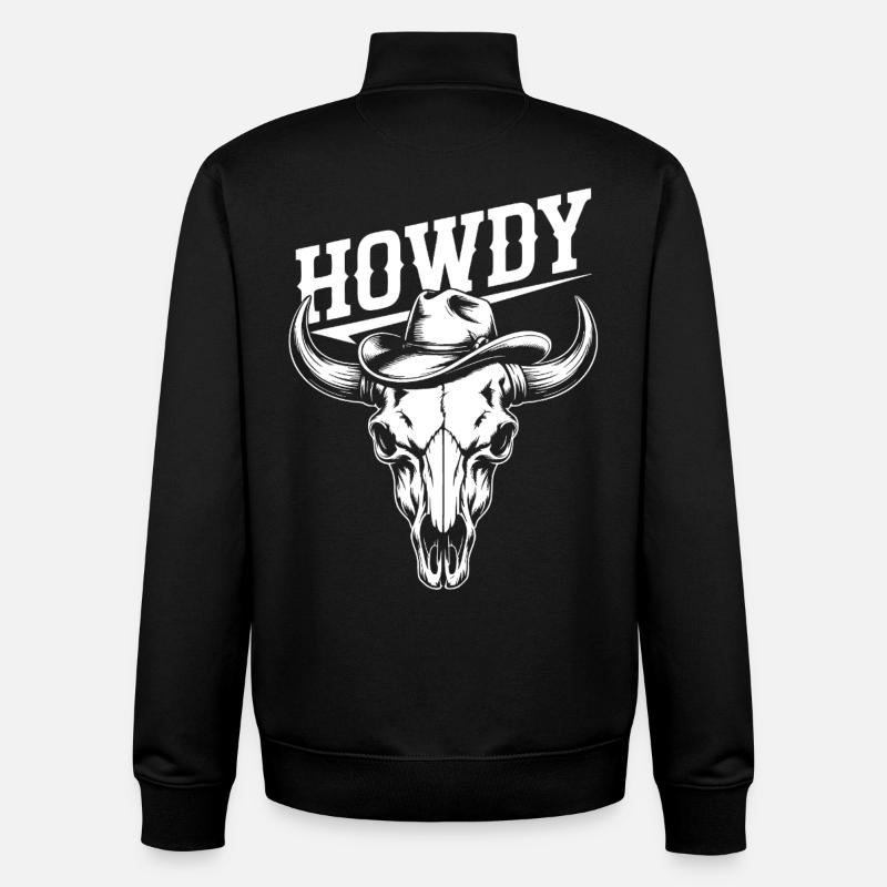 Line Dance Howdy Western Büffelschädel - Unisex Organic Zip Sweatshirt von Stanley/Stella - Schwarz