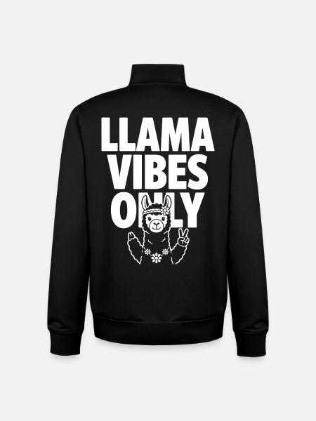 Llama Vibes Only – Hippie Lama - Unisex Organic Zip Sweatshirt by Stanley/Stella - black