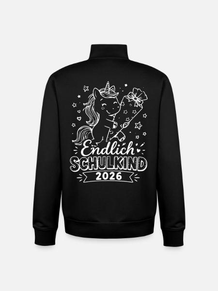Endlich Schulkind 2026 Einhorn - Unisex Organic Zip Sweatshirt von Stanley/Stella - Schwarz