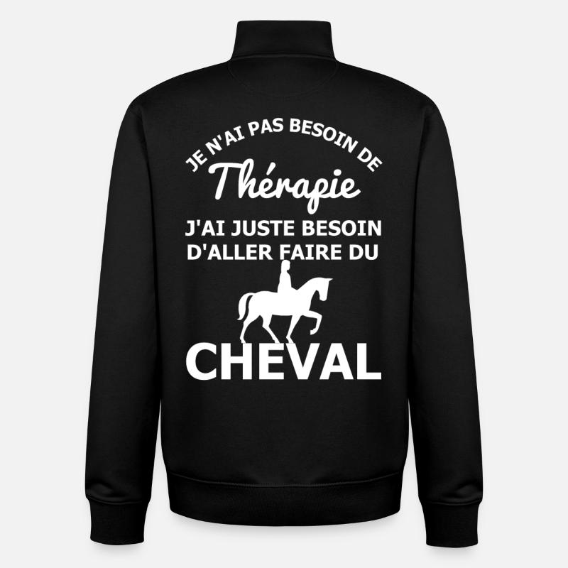 Thérapie Cheval - Sweat zippé unisexe en coton bio Stanley/Stella - noir