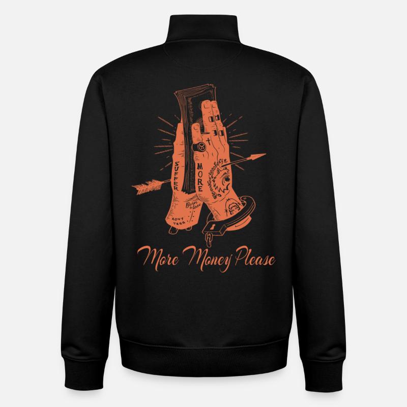 Plus d'argent s'il vous plaît - Sweat zippé unisexe en coton bio Stanley/Stella - noir