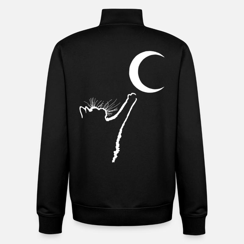 Le chat et la lune - Sweat zippé unisexe en coton bio Stanley/Stella - noir