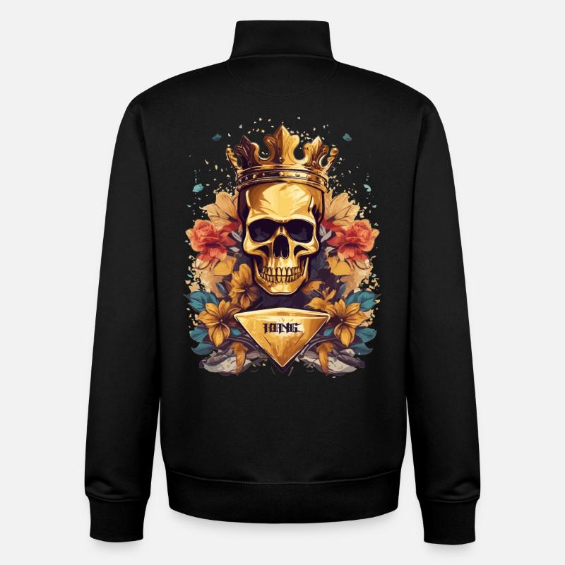 Roi crâne d’or - Sweat zippé unisexe en coton bio Stanley/Stella - noir
