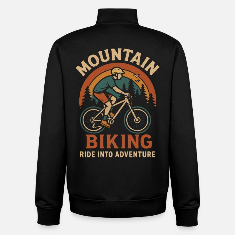 Conception d’aventure en VTT - Sweat zippé unisexe en coton bio Stanley/Stella - noir