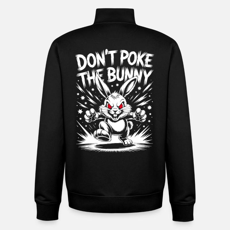 Angry Bunny Protest Design - Unisex Organic Zip Sweatshirt by Stanley/Stella - black