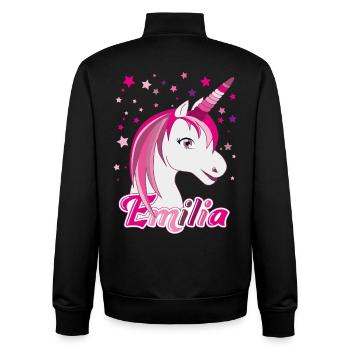 Emilia, maiden name, favorite name - Unisex Organic Zip Sweatshirt by Stanley/Stella - black - Back - AI Model Male 185 light (185cm)