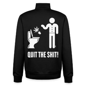 Quit The Shit! (Cannabis / Marihuana / Hanf / W) - Unisex Organic Zip Sweatshirt von Stanley/Stella - Schwarz - Hinten - AI Model Male 185 light (185cm)
