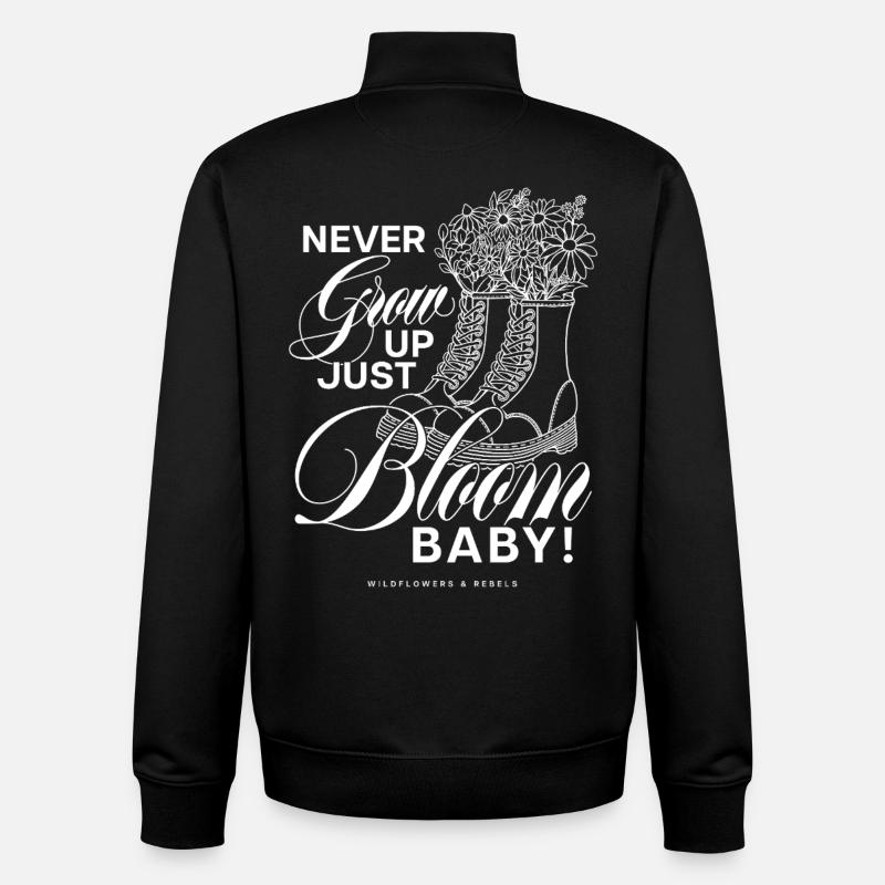 Bloom Boots Never Grow Up - Unisex Organic Zip Sweatshirt by Stanley/Stella - black