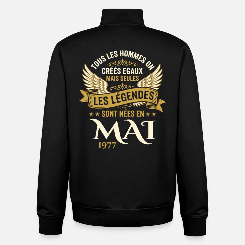 Anniversaire Mai 1977 - Sweat zippé unisexe en coton bio Stanley/Stella - noir