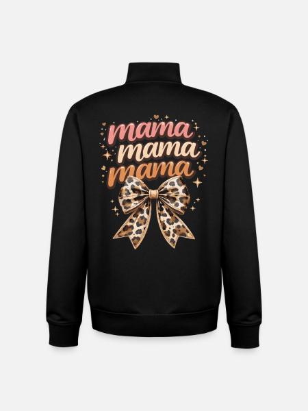 Mama Leopard Bow Retro Chic | Mama-Geschenk - Unisex Organic Zip Sweatshirt von Stanley/Stella - Schwarz