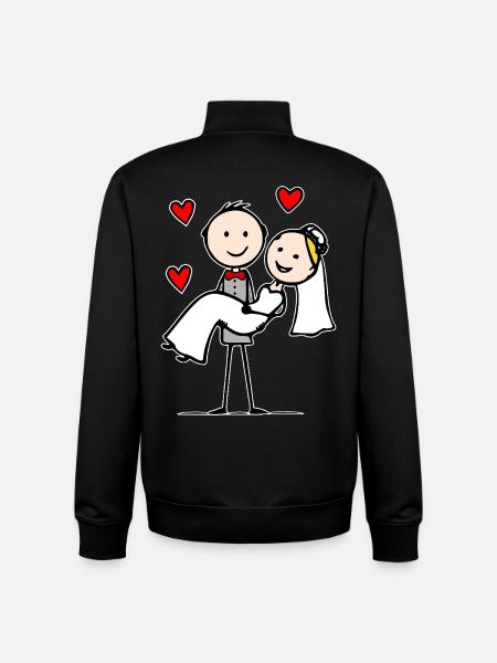 Hochzeitspaar Cartoon  - Unisex Organic Zip Sweatshirt von Stanley/Stella - Schwarz