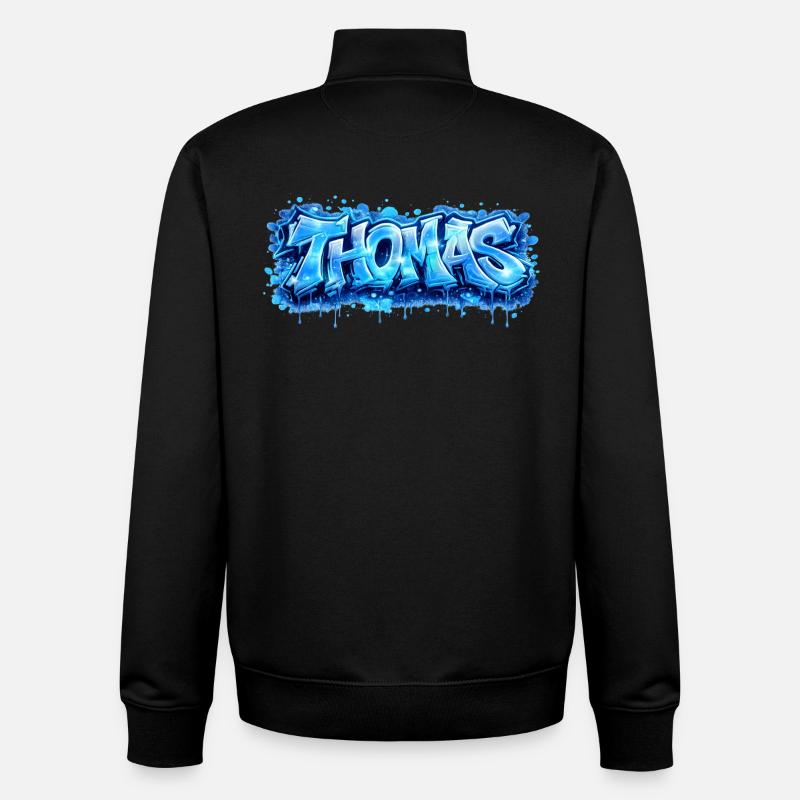Graffiti Thomas Name Gift Ideal Printable - Unisex Organic Zip Sweatshirt by Stanley/Stella - black