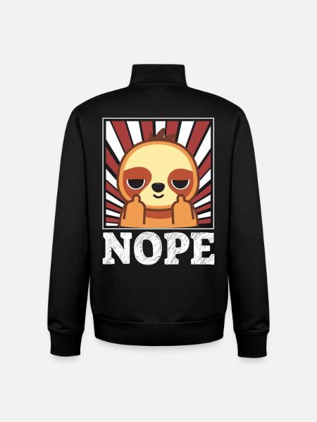Nope - sloth with middle finger - Unisex Organic Zip Sweatshirt by Stanley/Stella - black