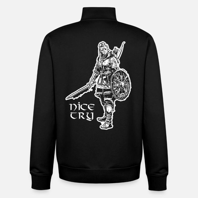 Nice Essayez Valkyrie - Sweat zippé unisexe en coton bio Stanley/Stella - noir