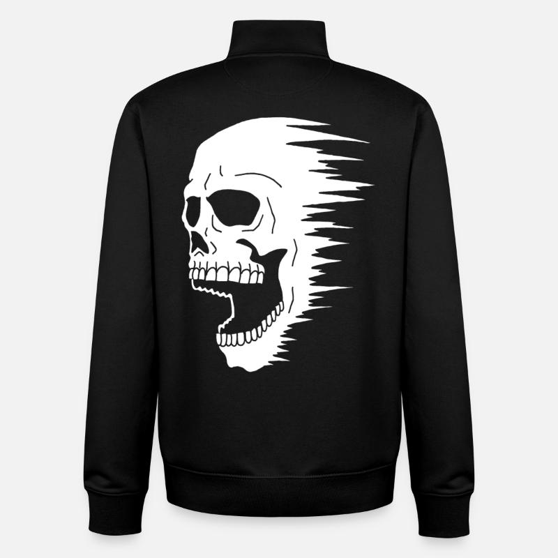 White skull and speed - Unisex Organic Zip Sweatshirt by Stanley/Stella - black