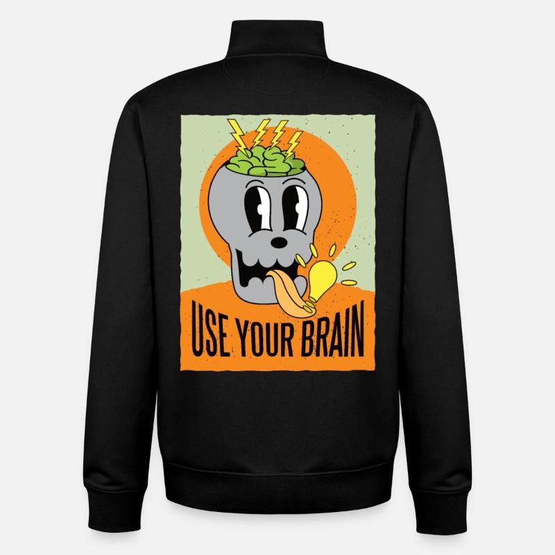 Use your brain - Unisex Organic Zip Sweatshirt by Stanley/Stella - black