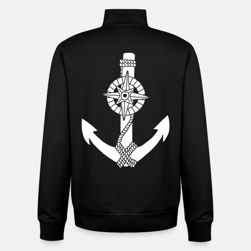 Weißer Ankerkompass - Unisex Organic Zip Sweatshirt von Stanley/Stella - Schwarz