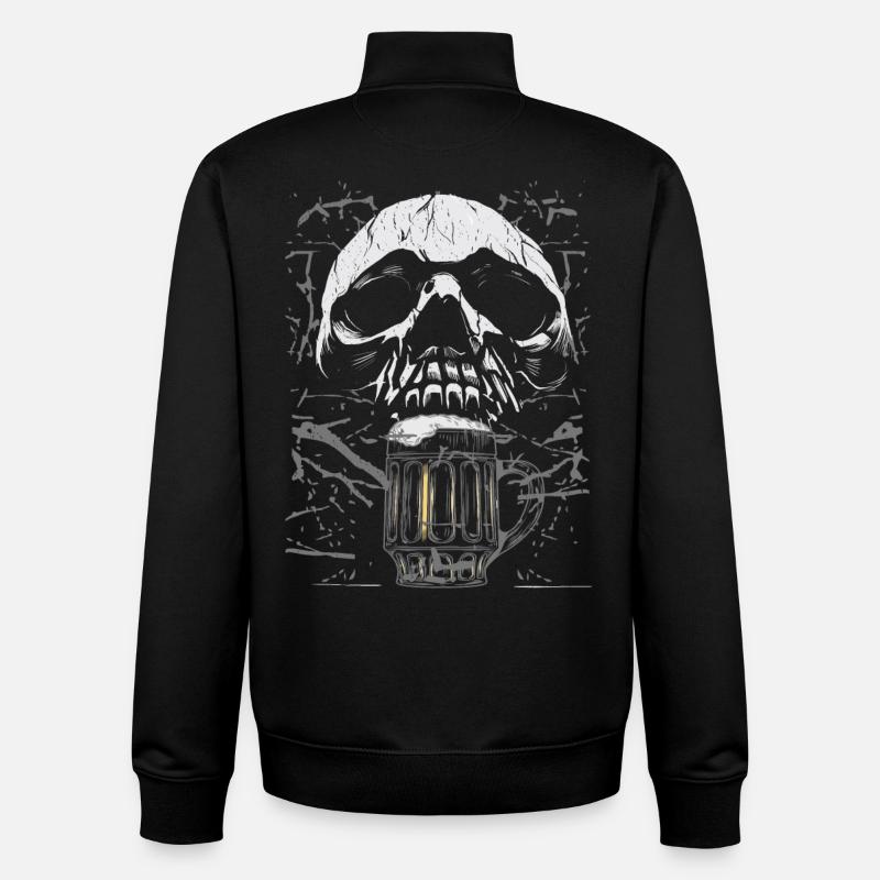 Skull Beer Mug Gothic - Unisex Organic Zip Sweatshirt by Stanley/Stella - black