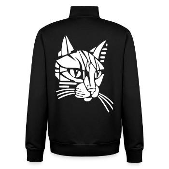 Chat tribal blanc - Sweat zippé unisexe en coton bio Stanley/Stella - noir - Dos - AI Model Male 185 light (185cm)