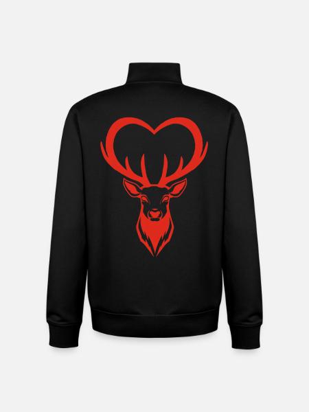 Red Deer Heart - Unisex Organic Zip Sweatshirt by Stanley/Stella - black
