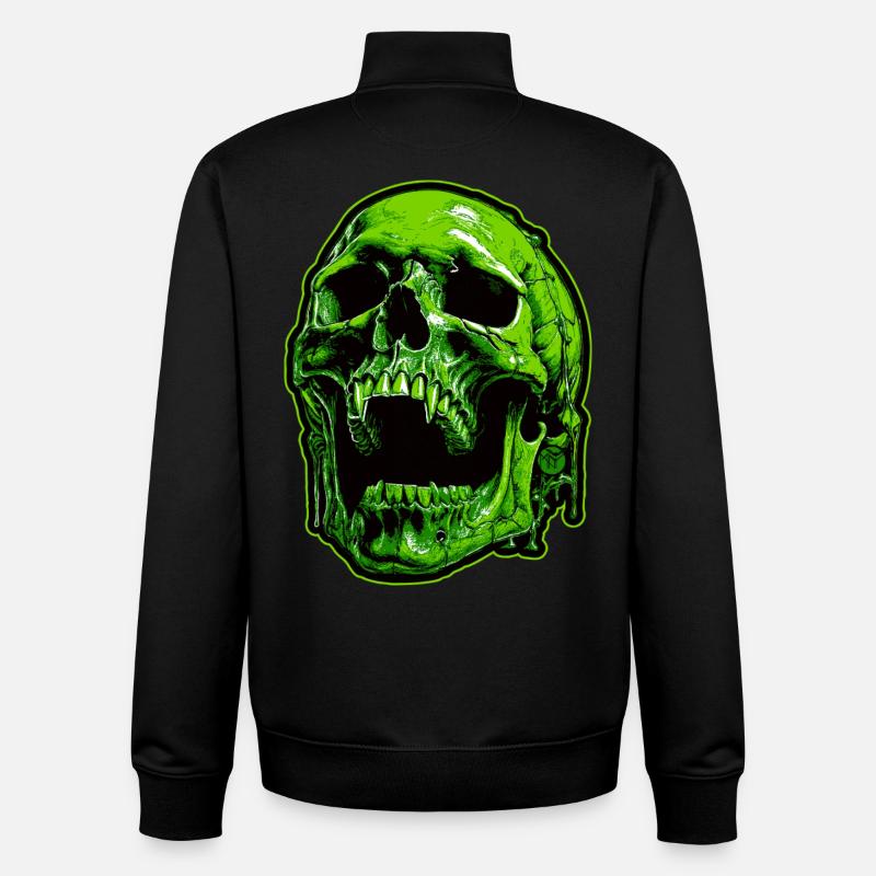 Crâne de vampire vert - Sweat zippé unisexe en coton bio Stanley/Stella - noir